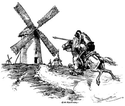 Don Quixote tilting at Windmill