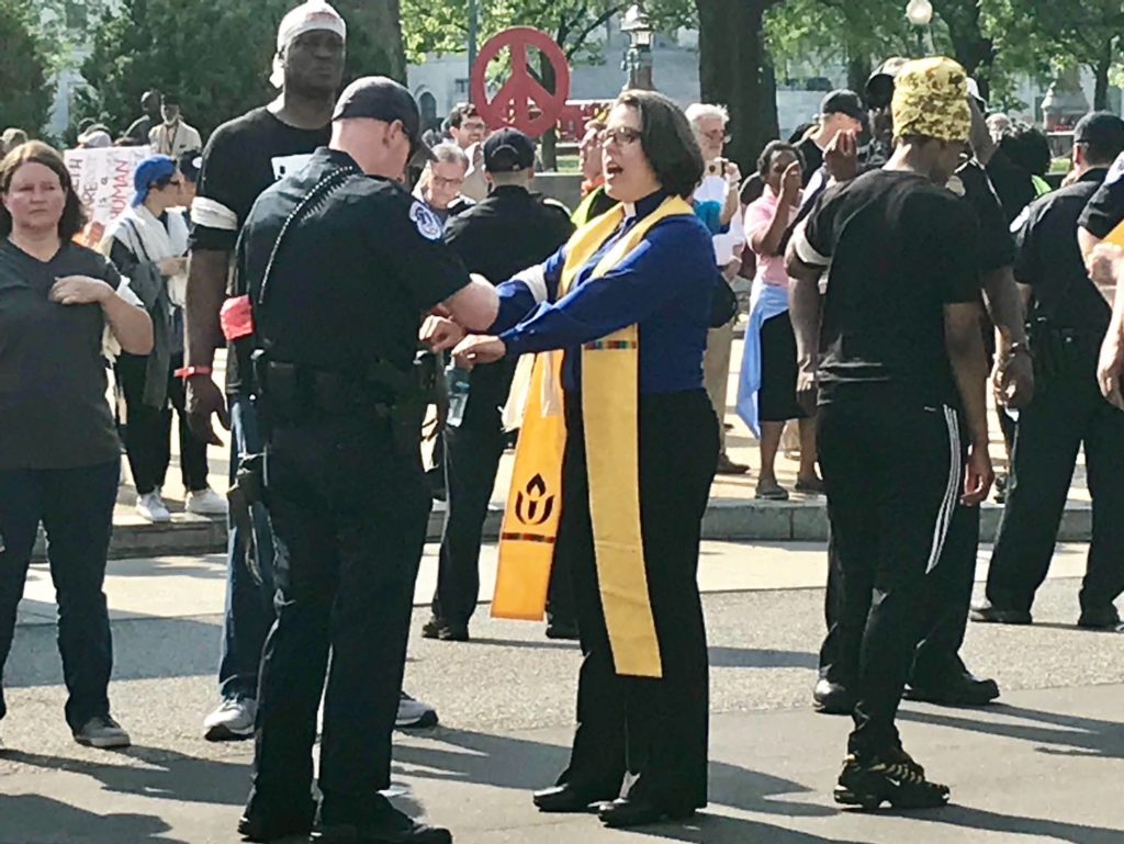 Rev. Susan Frederick-Gray and other UU clergy & lay leaders arrested
